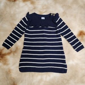 Baby Gap Girls Sweater Dress, Navy Blue and White